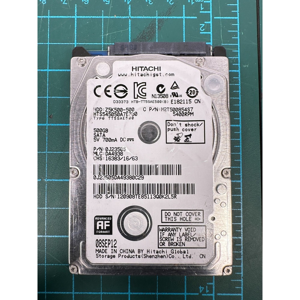 Hitachi 500GB Z5K500-500 2.5" SATA Hard Drive HTS545050A7E380 5400RPM TESTED